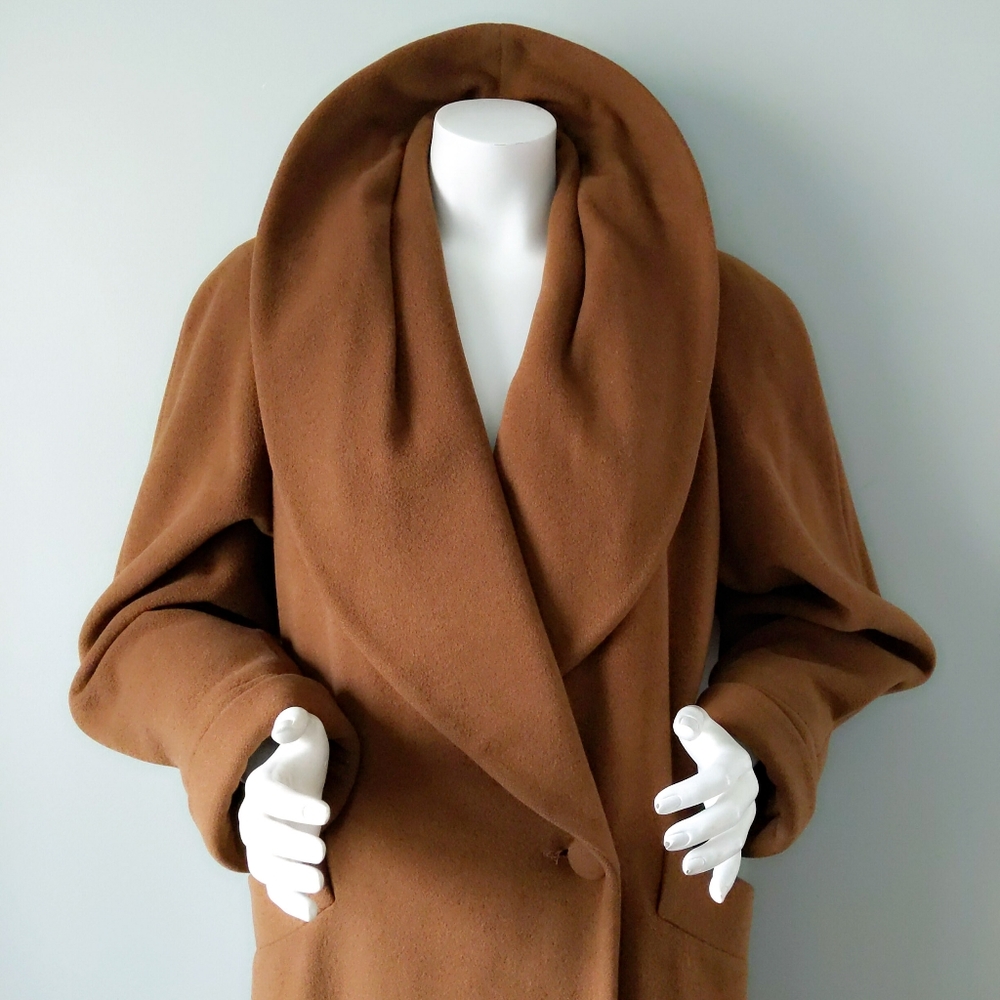 ⛔SOLD⛔ Vtg Brown Regency Cashmere Shawl Collar Maxi Coat - Picture 2 of 8